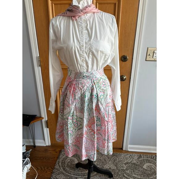 Jeune Otte Women's Cotton Midi Skirt Multicolor Floral Print Small Made in USA - Picture 1 of 7